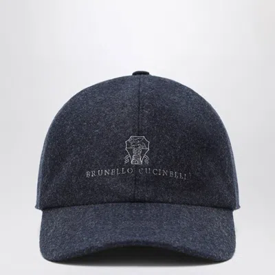 BRUNELLO CUCINELLI BRUNELLO CUCINELLI  GREY-BLUE WOOL BASEBALL CAP