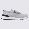 Brunello Cucinelli Men Low-top Cotton Knit And Leather Sneakers In Gray