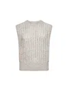 Brunello Cucinelli Grey Cashmere Blend Dazzling Rib Vest In Gray