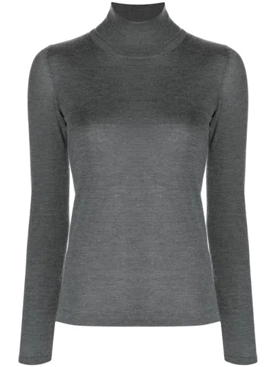BRUNELLO CUCINELLI GREY CASHMERE HIGH-NECK SWEATER