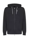 Brunello Cucinelli Cashmere Zip-up Hoodie Featuring Drawstring Hood In Black