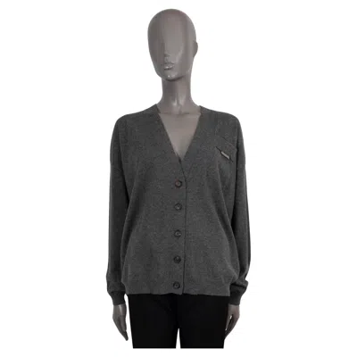 Pre-owned Brunello Cucinelli Grey Cashmere Monili Flap Pocket Oversize Cardigan Sweater Xl In Gray