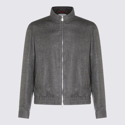 Brunello Cucinelli Grey Casual Jacket In Gray