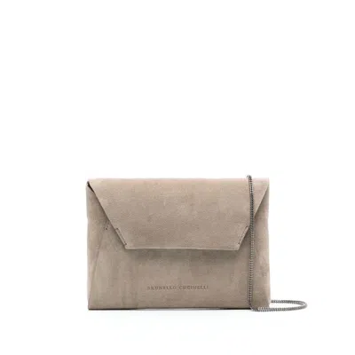 Brunello Cucinelli Grey Clutch Bags Women In Neutral