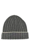 Brunello Cucinelli Cashmere Two-tone Beanie In Grey