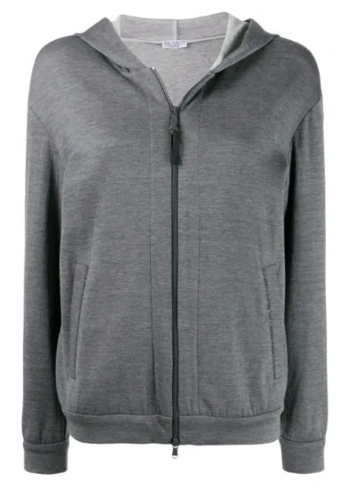 BRUNELLO CUCINELLI BRUNELLO CUCINELLI GREY COTTON BLEND SWEATERS