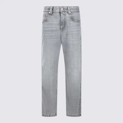 Brunello Cucinelli Grey Cotton Denim Jeans In Gray
