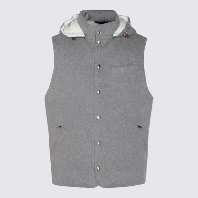 Brunello Cucinelli Grey Wool Down Jacket In Gray