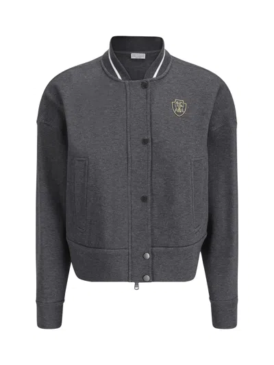 Brunello Cucinelli Grey Cotton Knitwear In Piombo