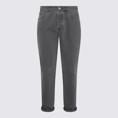 Brunello Cucinelli Grey Cotton Pants In Gray