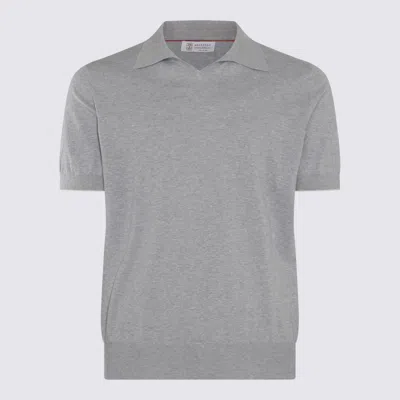 Brunello Cucinelli Grey Cotton Polo Shirt In Gray