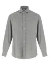 Brunello Cucinelli Long Sleeve Button-down Collar Cotton Shirt In Gray