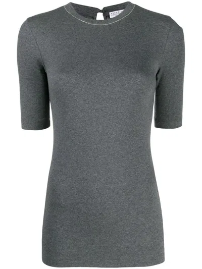 BRUNELLO CUCINELLI GREY COTTON T-SHIRT