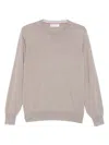Brunello Cucinelli Cashmere Crew Neck Sweater With Contrasting Edge In Gray