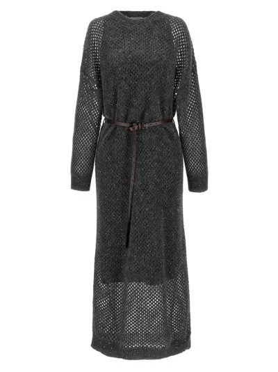 BRUNELLO CUCINELLI GREY DAZZLING DRESS