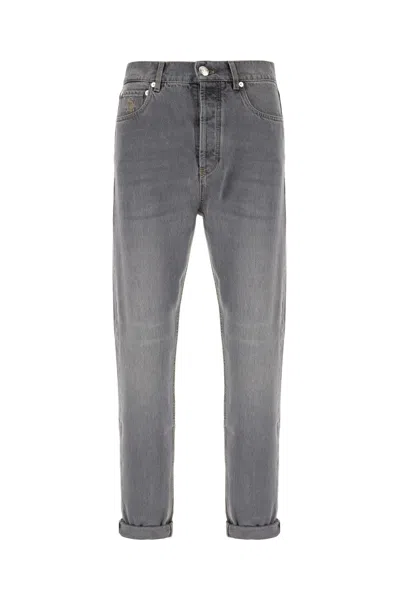 Brunello Cucinelli Cotton Denim Jeans In Denim Grigio Medio