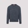 Brunello Cucinelli Blue Crewneck Sweater With A Melange Effect In Gray