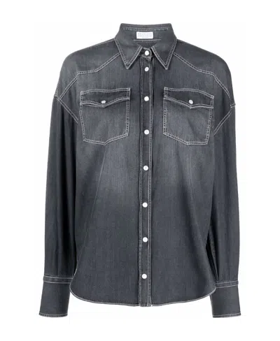 Brunello Cucinelli Grey Denim Shirt