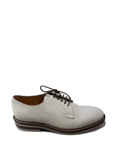 Brunello Cucinelli Grey Derby Shoes In Gray
