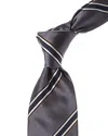 Brunello Cucinelli Grey Diagonal Stripe Silk-blend Tie In Blue