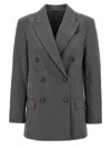 Brunello Cucinelli Grey Double-breasted Blazer In Grey