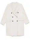 Brunello Cucinelli Peak Lapels Cashmere Coat In Grey