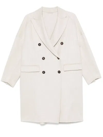 BRUNELLO CUCINELLI GREY DOUBLE BREASTED OVERCOAT
