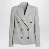 Brunello Cucinelli Wool Jacket Double Breasted Structure Shoulders In Gray