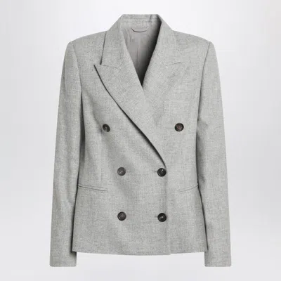 BRUNELLO CUCINELLI BRUNELLO CUCINELLI  GREY DOUBLE-BREASTED WOOL JACKET