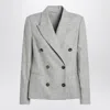 Brunello Cucinelli Wool Jacket Double Breasted Structure Shoulders In Gray