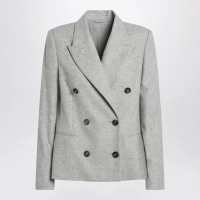 BRUNELLO CUCINELLI GREY DOUBLE-BREASTED WOOL JACKET