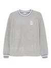 Brunello Cucinelli Grey Embroidered Logo Sweatshirt In Gray