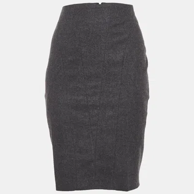 Pre-owned Brunello Cucinelli Grey Felt Pencil Skirt S In Gray