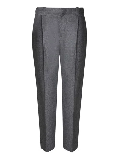 Brunello Cucinelli Grey Flannel Trousers With Pleats