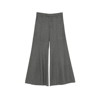 Brunello Cucinelli Grey Flared Flat Front Pants In Gray