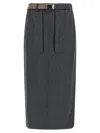 Brunello Cucinelli Elastic-waistband Monile Skirt In Gray