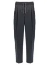 Brunello Cucinelli Grey Pinstriped Virgin Wool Trousers