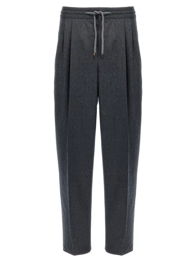 BRUNELLO CUCINELLI GREY FRONT PLEAT TROUSER