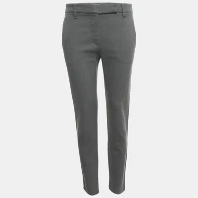 Pre-owned Brunello Cucinelli Grey Gabardine Formal Trousers M In Gray