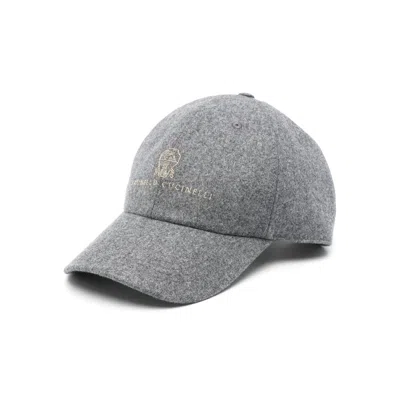 Brunello Cucinelli Grey Hats Men In Gray
