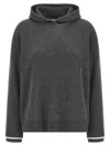 Brunello Cucinelli Ribbed Texture Hooded Sweater With Long Sleeves In Gray