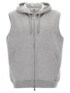 BRUNELLO CUCINELLI GREY HOODED VEST JACKETS