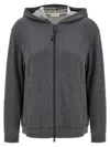 Brunello Cucinelli Precious Zipper Pull Sweatshirt Gray In Gray
