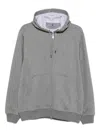 Brunello Cucinelli Men Cotton Blend Zipped Hoodie In Gray