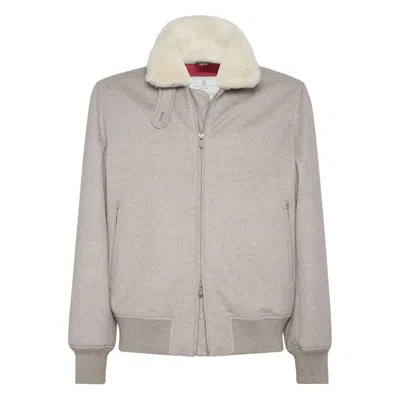 BRUNELLO CUCINELLI BRUNELLO CUCINELLI GREY JACKETS - BOMBER JACKETS MEN