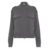 Brunello Cucinelli Smooth French Terry Cardigan-style Top In Gray