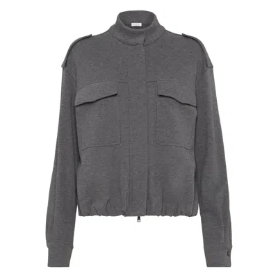 BRUNELLO CUCINELLI BRUNELLO CUCINELLI GREY JACKETS - BOMBER JACKETS WOMEN