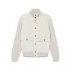 Brunello Cucinelli Grey Suede And Knit Bomber Jacket In Gold