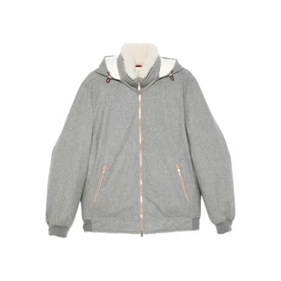 BRUNELLO CUCINELLI BRUNELLO CUCINELLI GREY JACKETS - HOODED JACKETS MEN