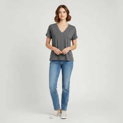 Pre-owned Brunello Cucinelli Grey Jersey Short Sleeve Tunic Top In Gray